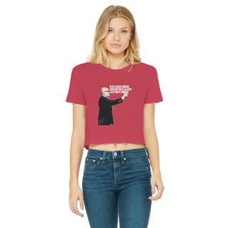 Buy red Taxation is Robbery Rothbard Classic Women's Cropped Raw Edge T-Shirt
