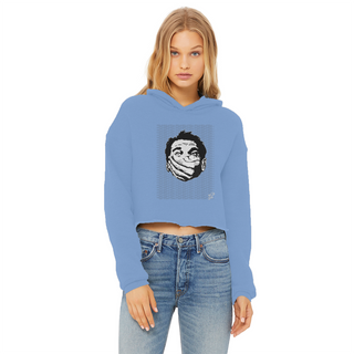 Buy light-blue Big Brother Obey Submit Comply Ladies Cropped Raw Edge Hoodie