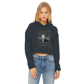 Buy navy Disobey Cuomo Ladies Cropped Raw Edge Hoodie