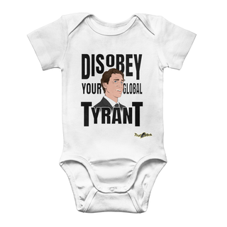 Buy white Disobey Your Global Tyrant Trudeau Classic Baby Onesie Bodysuit
