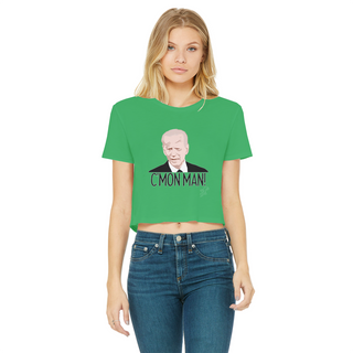 Buy irish-green C’mon Man Biden Classic Women's Cropped Raw Edge T-Shirt