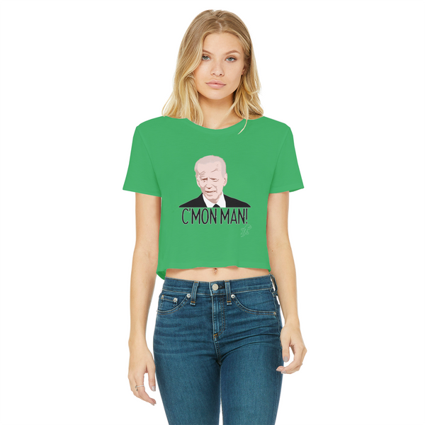 C’mon Man Biden Classic Women's Cropped Raw Edge T-Shirt