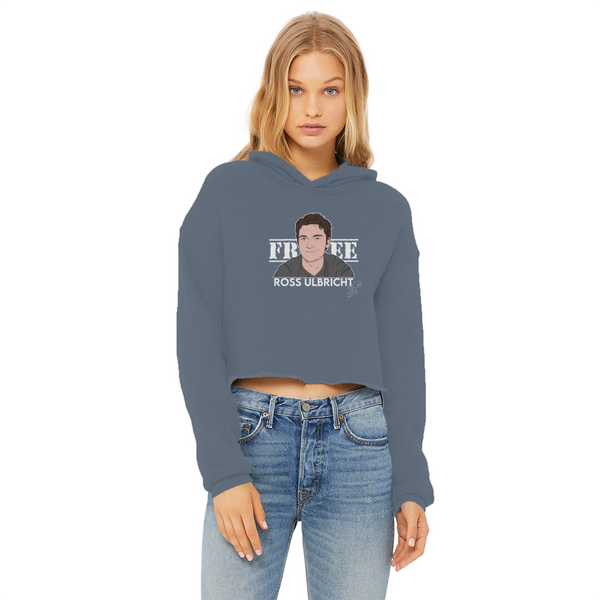 Free Ross Ladies Cropped Raw Edge Hoodie