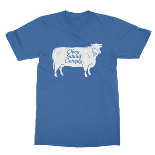 Buy royal-blue Obey. Submit. Comply. Cattle Classic Adult T-Shirt