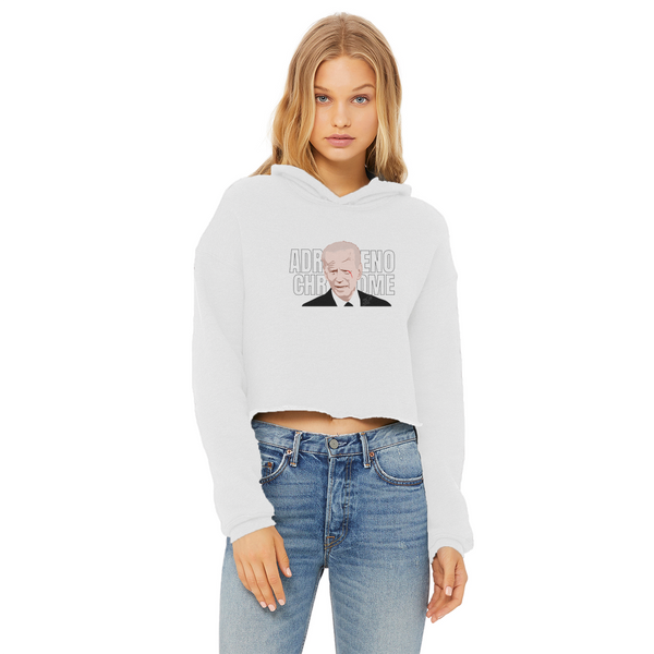 ADRENOCHROME Ladies Cropped Raw Edge Hoodie