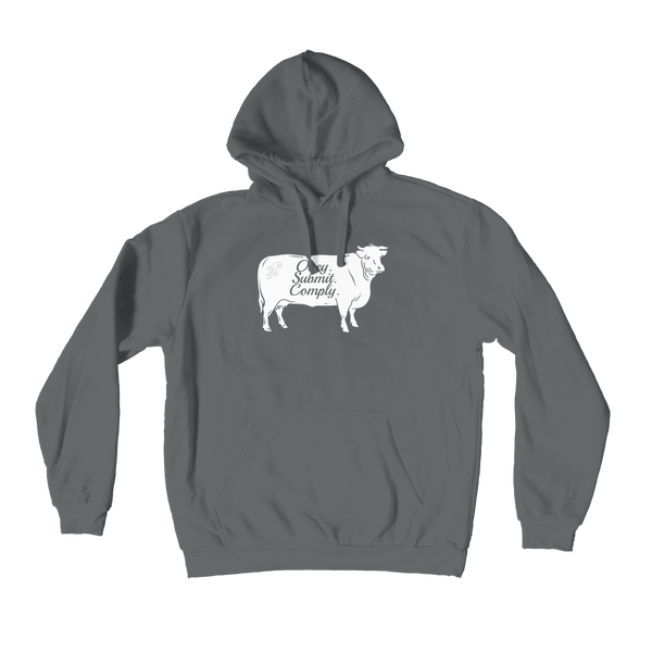Obey. Submit. Comply. Cattle Premium Adult Hoodie