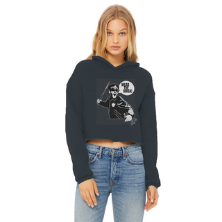 Buy navy Wear the Mask Ladies Cropped Raw Edge Hoodie