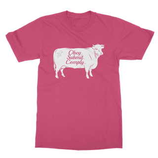 Buy hot-pink Obey. Submit. Comply. Cattle Classic Adult T-Shirt