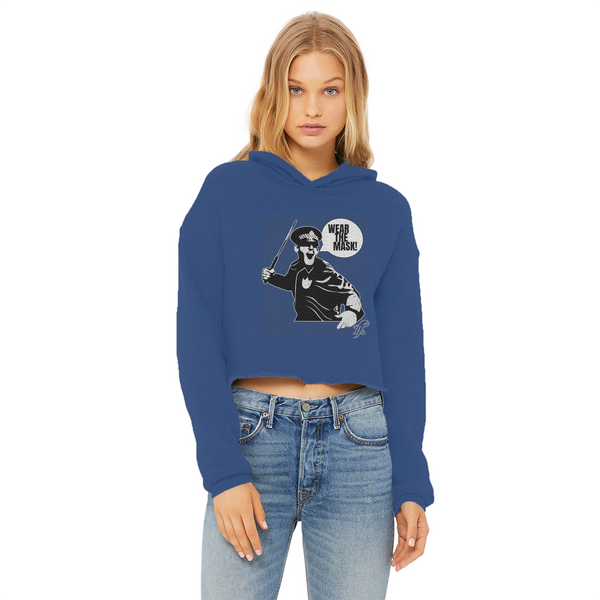Wear the Mask Ladies Cropped Raw Edge Hoodie