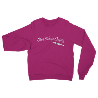 Buy hot-pink Obey. Submit. Comply. Vaccine Classic Adult Sweatshirt