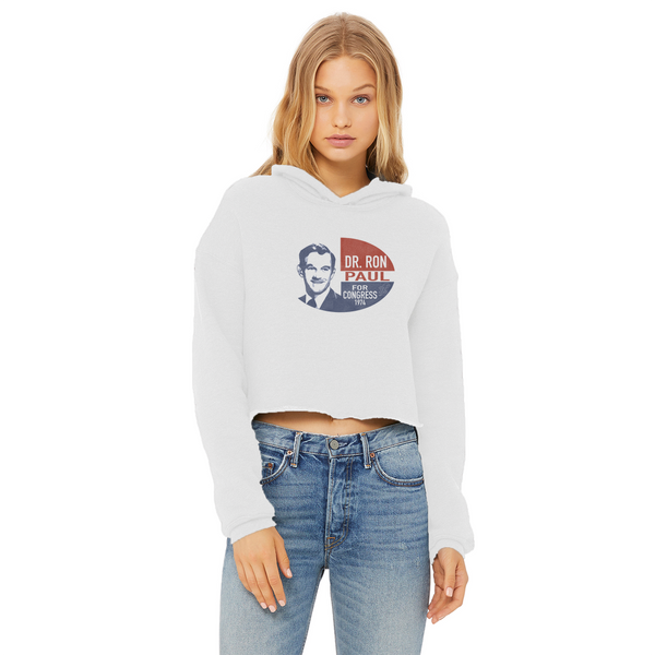 Ron Paul for Congress Ladies Cropped Raw Edge Hoodie