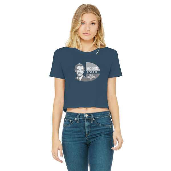 Ron Paul for Congress B&W Classic Women's Cropped Raw Edge T-Shirt
