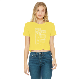 Buy daisy Fuck Around and Find Out Classic Women's Cropped Raw Edge T-Shirt