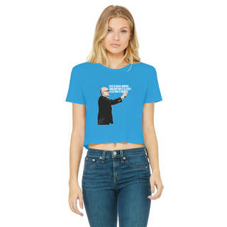 Buy sapphire Taxation is Robbery Rothbard Classic Women's Cropped Raw Edge T-Shirt