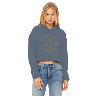 Buy airforce-blue Government is the Mafia Ladies Cropped Raw Edge Hoodie