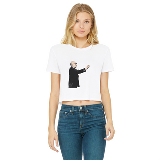 Buy white Taxation is Robbery Rothbard Classic Women's Cropped Raw Edge T-Shirt
