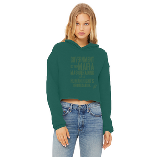 Buy dark-green Government is the Mafia Ladies Cropped Raw Edge Hoodie