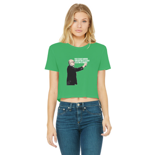 Buy irish-green Taxation is Robbery Rothbard Classic Women's Cropped Raw Edge T-Shirt