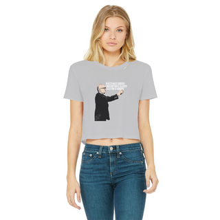 Buy light-grey Taxation is Robbery Rothbard Classic Women's Cropped Raw Edge T-Shirt