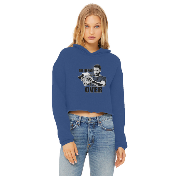 The Debate is Over Ladies Cropped Raw Edge Hoodie