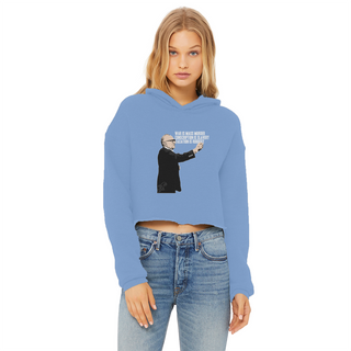Buy light-blue Taxation is Robbery Rothbard Ladies Cropped Raw Edge Hoodie