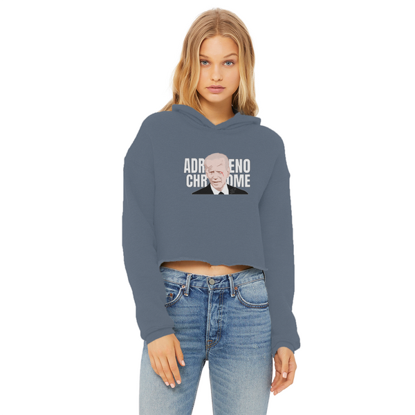 ADRENOCHROME Ladies Cropped Raw Edge Hoodie