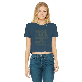 Buy navy Government is the Mafia Classic Women's Cropped Raw Edge T-Shirt