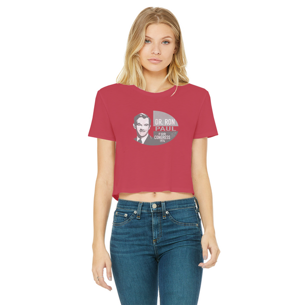 Ron Paul for Congress B&W Classic Women's Cropped Raw Edge T-Shirt