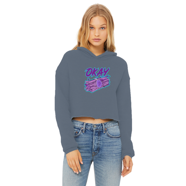 Okay Bundle-o-sticks Ladies Cropped Raw Edge Hoodie