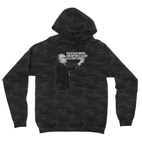 Taxation is Robbery Rothbard B&W Camouflage Adult Hoodie