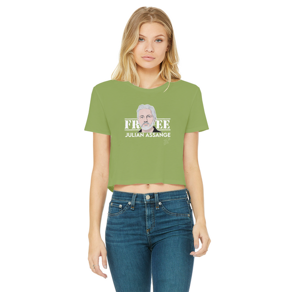 Free Assange Classic Women's Cropped Raw Edge T-Shirt