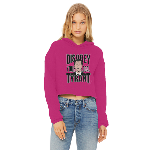 Disobey Newsome Ladies Cropped Raw Edge Hoodie