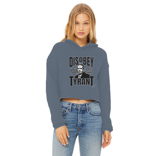 Buy airforce-blue Disobey Cuomo Ladies Cropped Raw Edge Hoodie