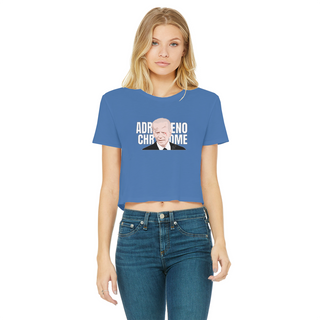 Buy royal-blue ADRENOCHROME Classic Women's Cropped Raw Edge T-Shirt