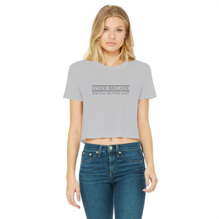 Buy light-grey Loser Brigade SVU Classic Women's Cropped Raw Edge T-Shirt