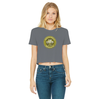 Buy dark-grey TopLobsta Retro logo Classic Women's Cropped Raw Edge T-Shirt
