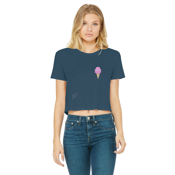 Obey. Submit. Comply. Ice cream Classic Women's Cropped Raw Edge T-Shirt