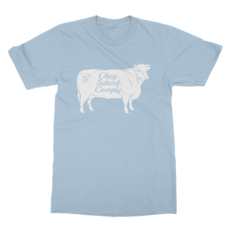 Buy light-blue Obey. Submit. Comply. Cattle Classic Adult T-Shirt
