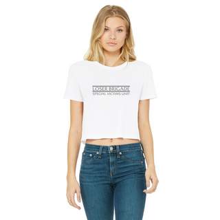 Buy white Loser Brigade SVU Classic Women's Cropped Raw Edge T-Shirt