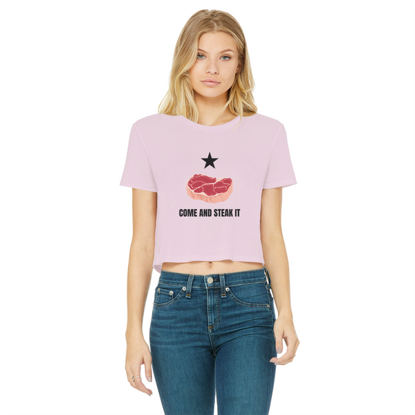 Come and Steak it Classic Women's Cropped Raw Edge T-Shirt