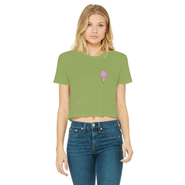 Obey. Submit. Comply. Ice cream Classic Women's Cropped Raw Edge T-Shirt
