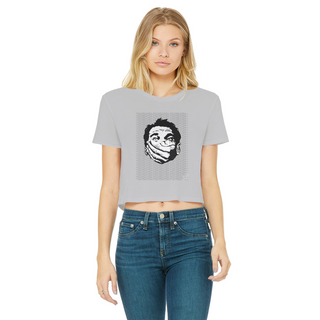 Buy light-grey Big Brother Obey Submit Comply Classic Women's Cropped Raw Edge T-Shirt