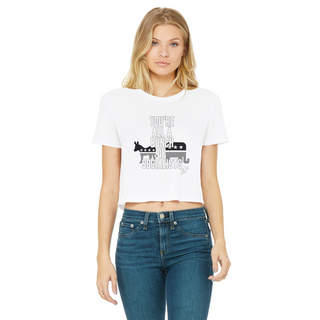 Buy white You’re All A Bunch Of Socialists Classic Women's Cropped Raw Edge T-Shirt