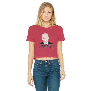 Buy red C’mon Man Biden Classic Women's Cropped Raw Edge T-Shirt