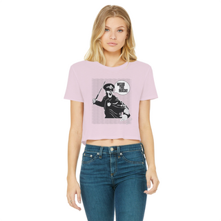 Buy light-pink Wear the Mask Classic Women's Cropped Raw Edge T-Shirt