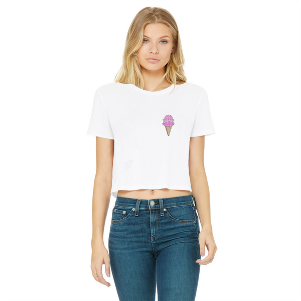 Obey. Submit. Comply. Ice cream Classic Women's Cropped Raw Edge T-Shirt