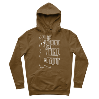 Buy brown Fuck Around and Find Out Premium Adult Hoodie