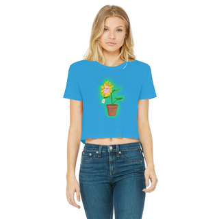 Buy sapphire Obvious Plant Classic Women's Cropped Raw Edge T-Shirt