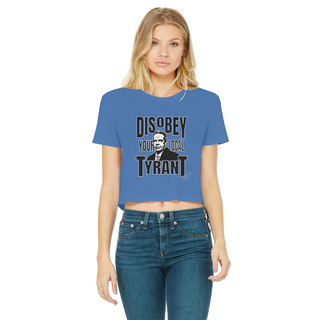 Buy royal-blue Disobey Cuomo Classic Women's Cropped Raw Edge T-Shirt