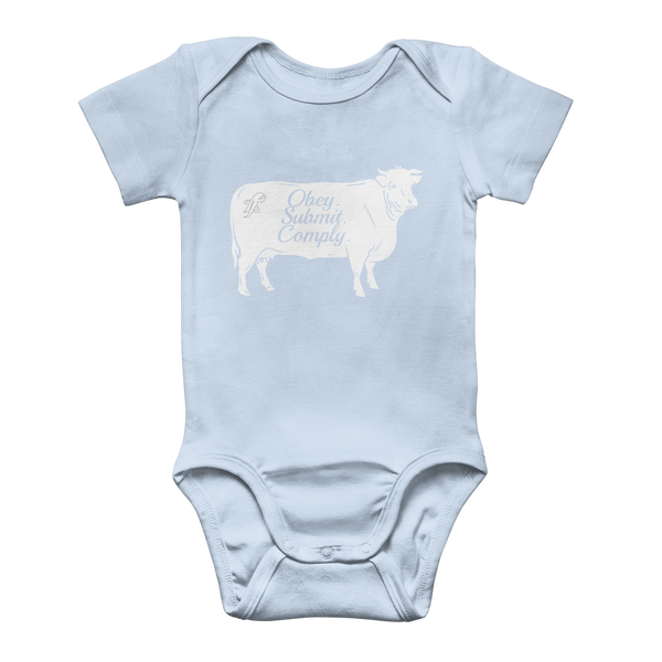 Obey. Submit. Comply. Cattle Classic Baby Onesie Bodysuit
